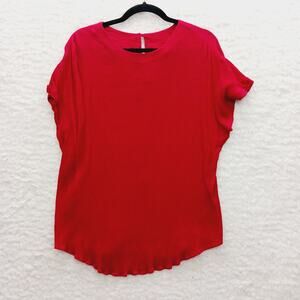 Red Blouse Size 20 VTG USA Made Minimalist Office Casual Vacation Resort Capsule